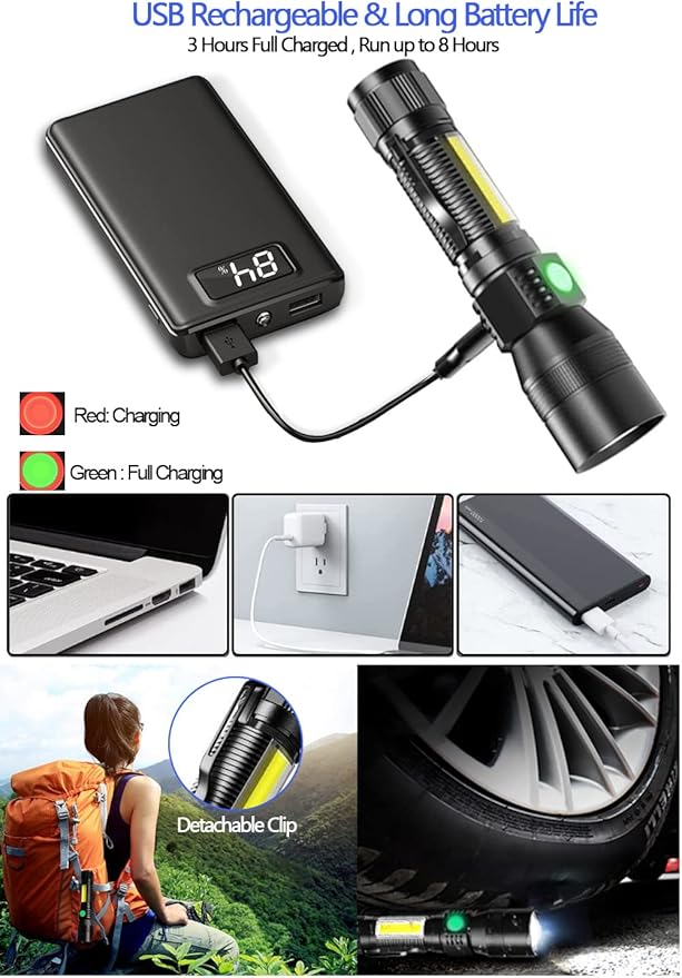 Black Light UV Flashlight Rechargeable, 3in1 Super Bright Tactical Flashlights LED UV Black Light &Redlight, 2000Lumen 7Modes, Zoomable, Waterproof Pocket Flashlight for Pet Stains Detection,Camping