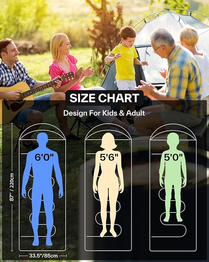 Sportneer Sleeping Bags for Adults, Warm & Cold Weather Sleeping Bag for Adults Kids Boys Girls - Lightweight Compact Camping Gear Equipment, Traveling, Backpacking, Hiking