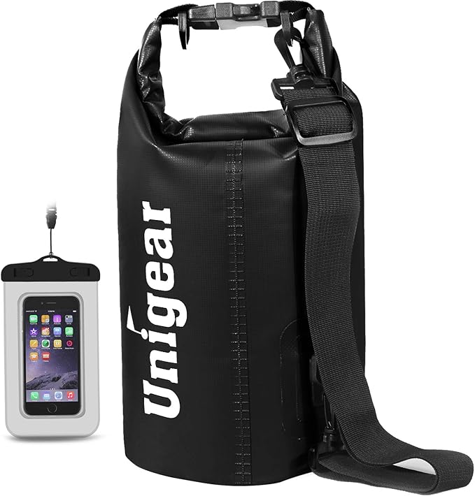 Unigear Dry Bag Waterproof, 2L/5L/10L/20L/30L/40L Floating and Lightweight Bags for Kayaking, Boating, Fishing, Swimming and Camping with Waterproof Phone Case