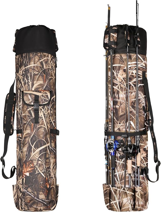 Wowelife Fishing Rod Carrier - Pole Bag Reel Organizer Case Storage for Gear, Travel - Gifts for Men, Family