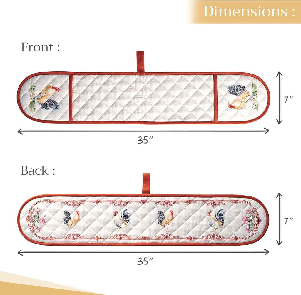 Maison d' Hermine Double Oven Mitts 100% Cotton 7"x35" Double Oven Mitt Heat Resistant BBQ Cooking Gloves with Loop, Baking, Grilling, Home, Kitchen, Handling Hot Pans Spring Summer (Campagne)