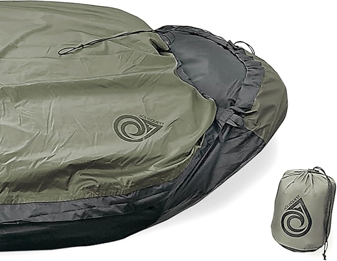 AquaQuest Pharaoh Bivy Sack, Waterproof Outer Shell for Sleeping Bag, Minimalist Stealth Shelter, Olive Drab