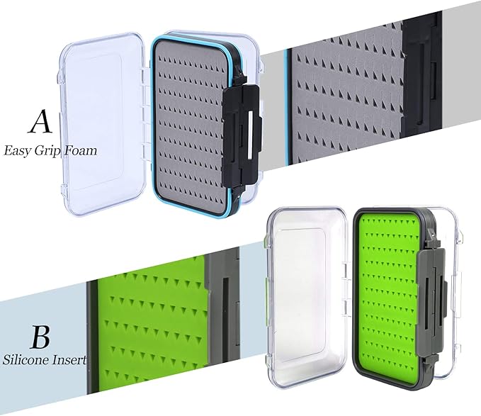 M MAXIMUMCATCH Maxcatch Fly Box Two Sided Waterproof Jig Fly Fishing Boxes for Dry Wet Nymph Flies 4 Sizes Clear Lid