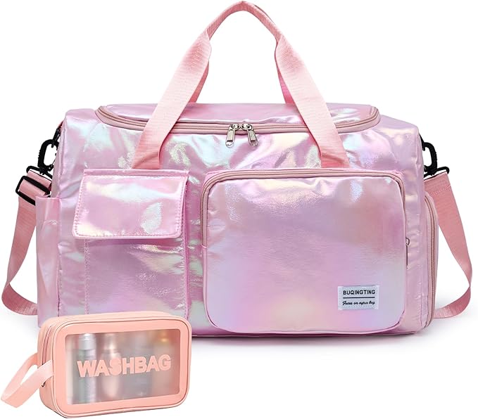 Small Gym Bag for Women, Travel Duffle Bag Carry On Weekender Bag with Shoe Compartment
