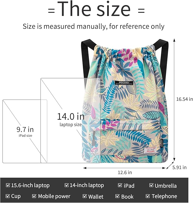 Peicees Waterproof Drawstring Sport Bag Lightweight Sackpack Backpack for Men and Women