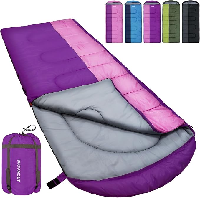 XL 10 Degree Sleeping Bags Waterproof for Adults 350GSM Machine Washable with Compression Sack for 3-4 Season Camping Outdoor