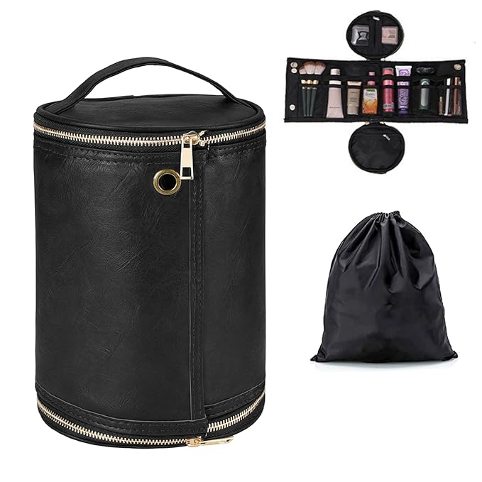 Luxspire Toiletry Bag for Men, Travel Toiletry Organizer Dopp Kit, PU Water-resistant Shaving Bag for Toiletries Accessories, Gift for Men, Black