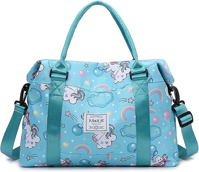 Travel Duffle Bag Weekender Overnight Bag Gym Tote Bag with Wet Pocket for Women Girls Workout Duffel Bag Water Resistant (B-Unicorn)
