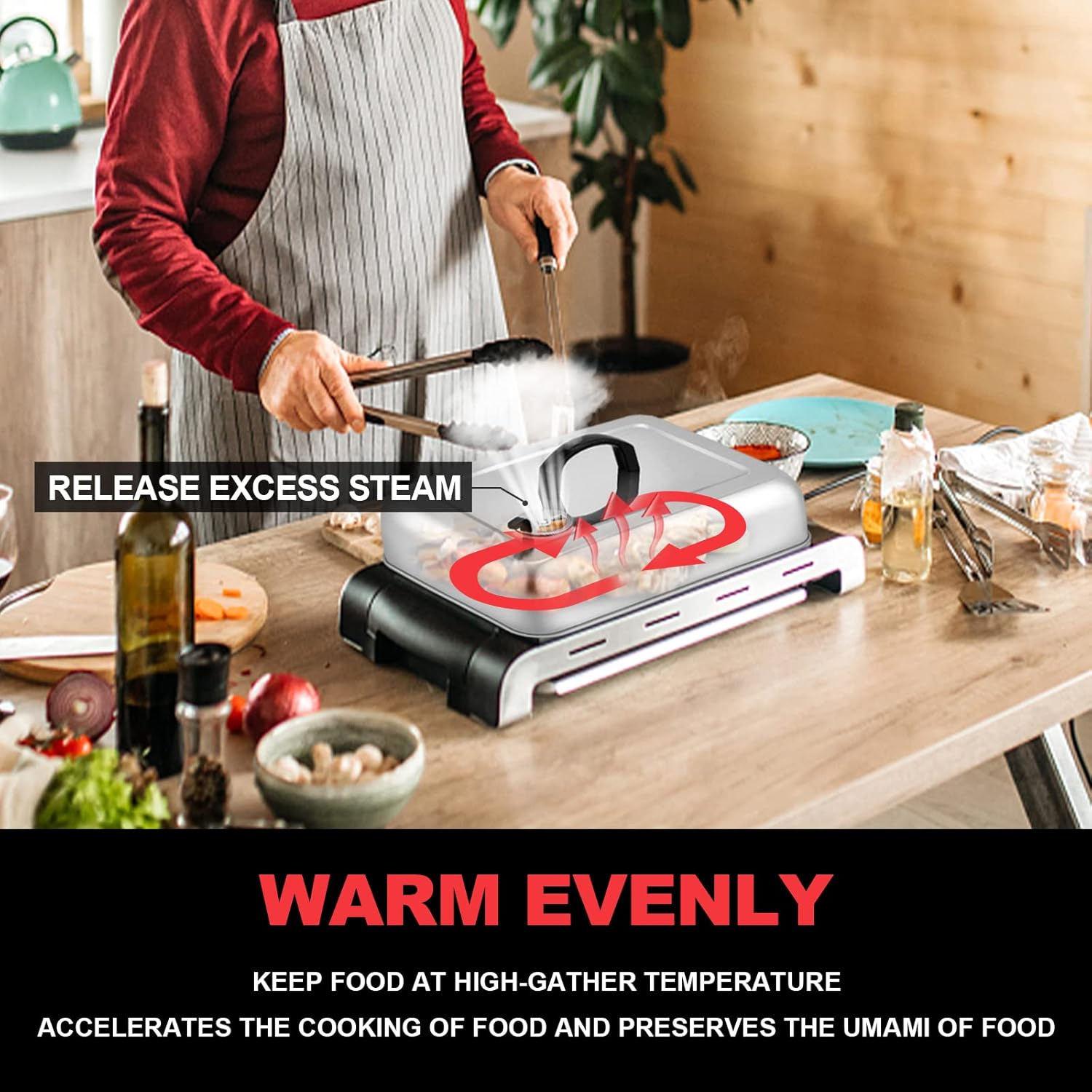 13 x 9.75Inch Cheese Melting Domes, HaSteeL Rectangular Basting Steam Cover with Adjustable Vent, Heavy Duty Stainless Steel Grill Lid for Flat Top Griddle Outdoor & Indoor, Dishwasher Safe(2-Pack)