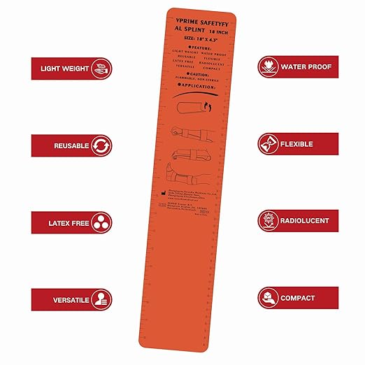First Aid Splint 36" X 4.3" Orange -Waterproof First Aid Medical Tactical Field Splint For Bone Fracture Treatment (1, Folded)