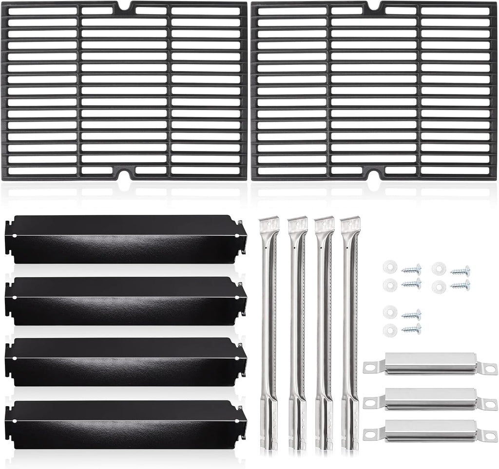 Hiorucet Grill Grate Kits for Charbroil 463268007, 463268008, 463268606, 463268706, 463248108, Cooking Grates, Heat Plate Shields, Burner Tubes and Carryover Tube for Charbroil Grill Replacement Parts