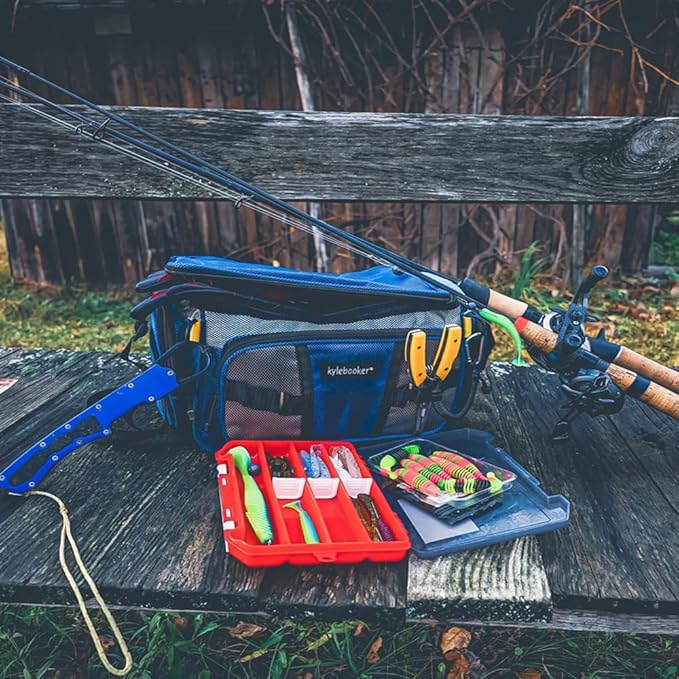 Kylebooker Fishing Tackle Bags Soft Side Fishing Tackle Box Storage Bag for Saltwater or Freshwater