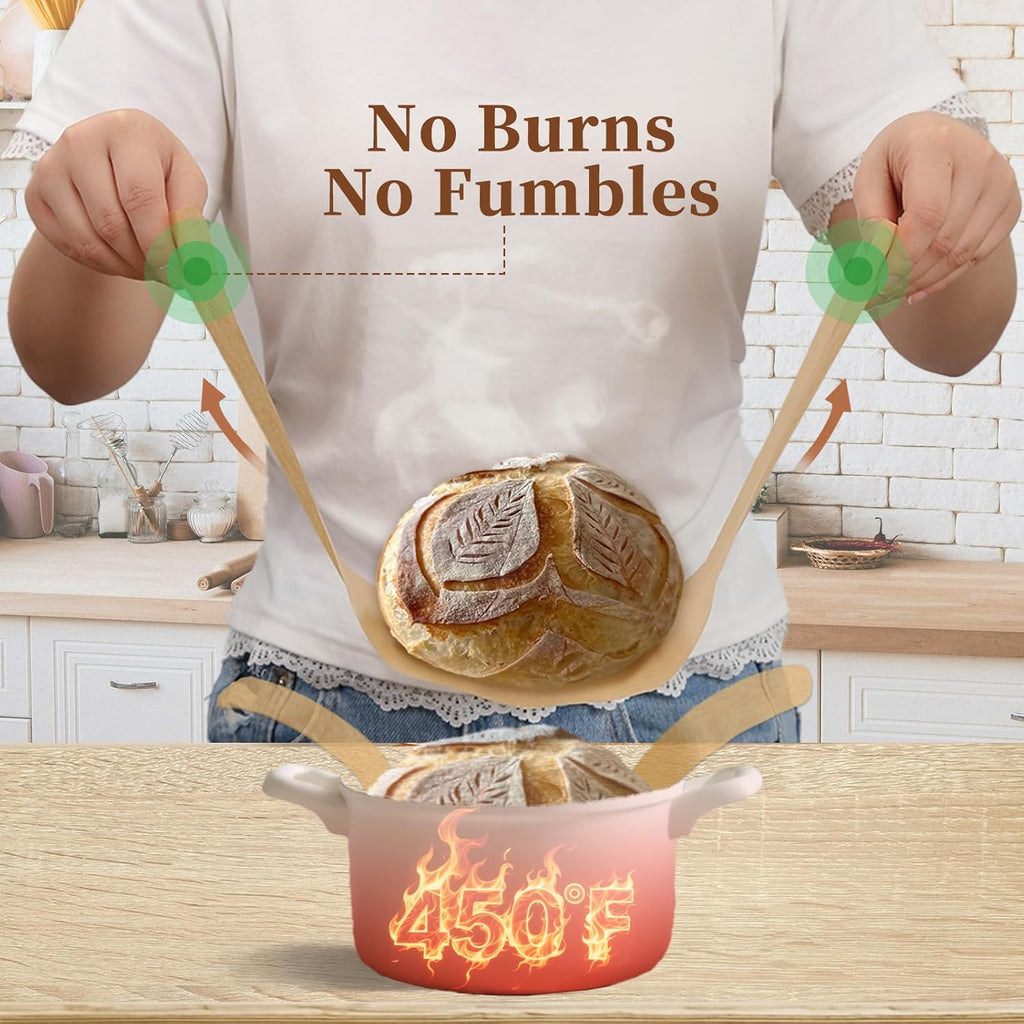 Parchment Bread Sling for Dutch Oven, BlissBoard Disposable Bread Baking Mat with Long Handles, 50 Pcs Unbleached Parchment Paper for Air Fryer, Sourdough Transfer