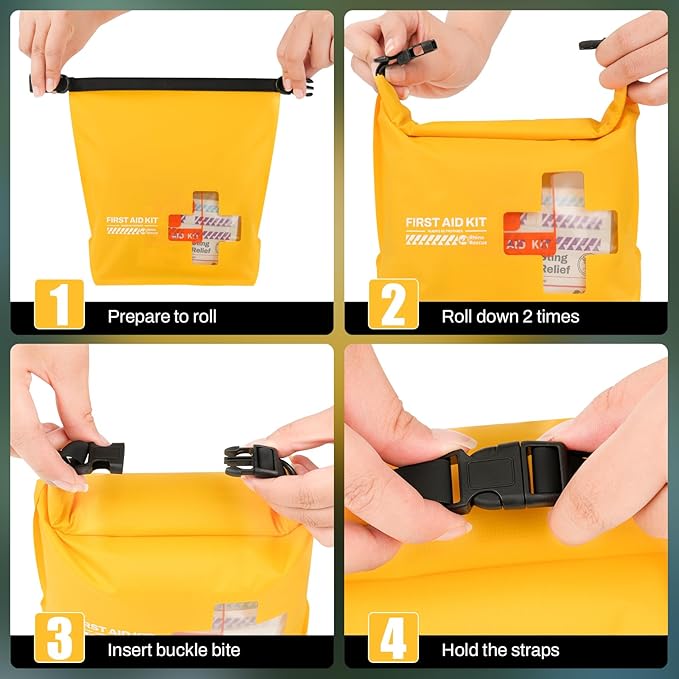 RHINO RESCUE Waterproof First Aid Kit, Lightweight Boat Dry Bag, Emergency Survival Supplies for Outdoor Kayak Floating Swimming & Camping (Orange)