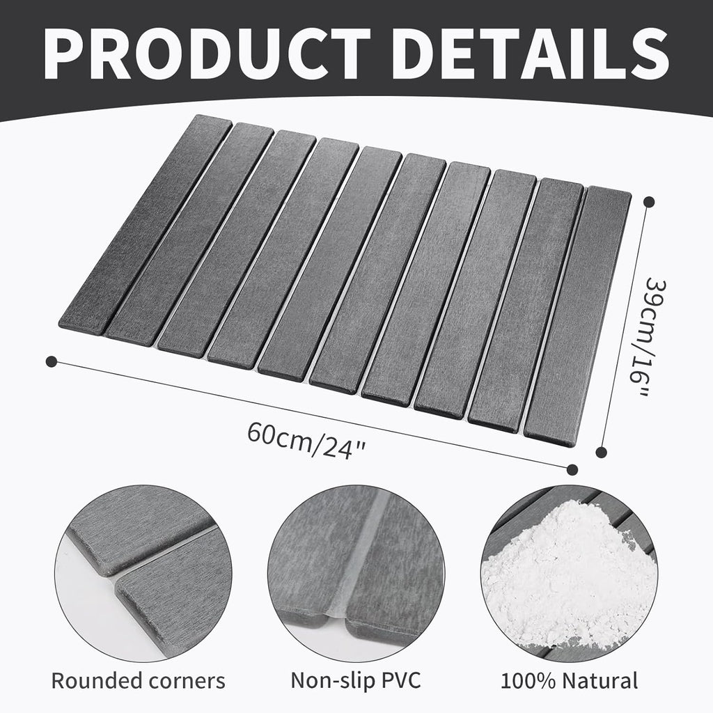 Large Stone Dish Drying Mat for Kitchen Counter, 24" x 16" Stone Drying Mat Foldable Quick Dry Absorbent Diatomaceous Earth Bath Mat Countertop Fast Dry Pad for Kitchen Dishes Bottles Cups Bathroom