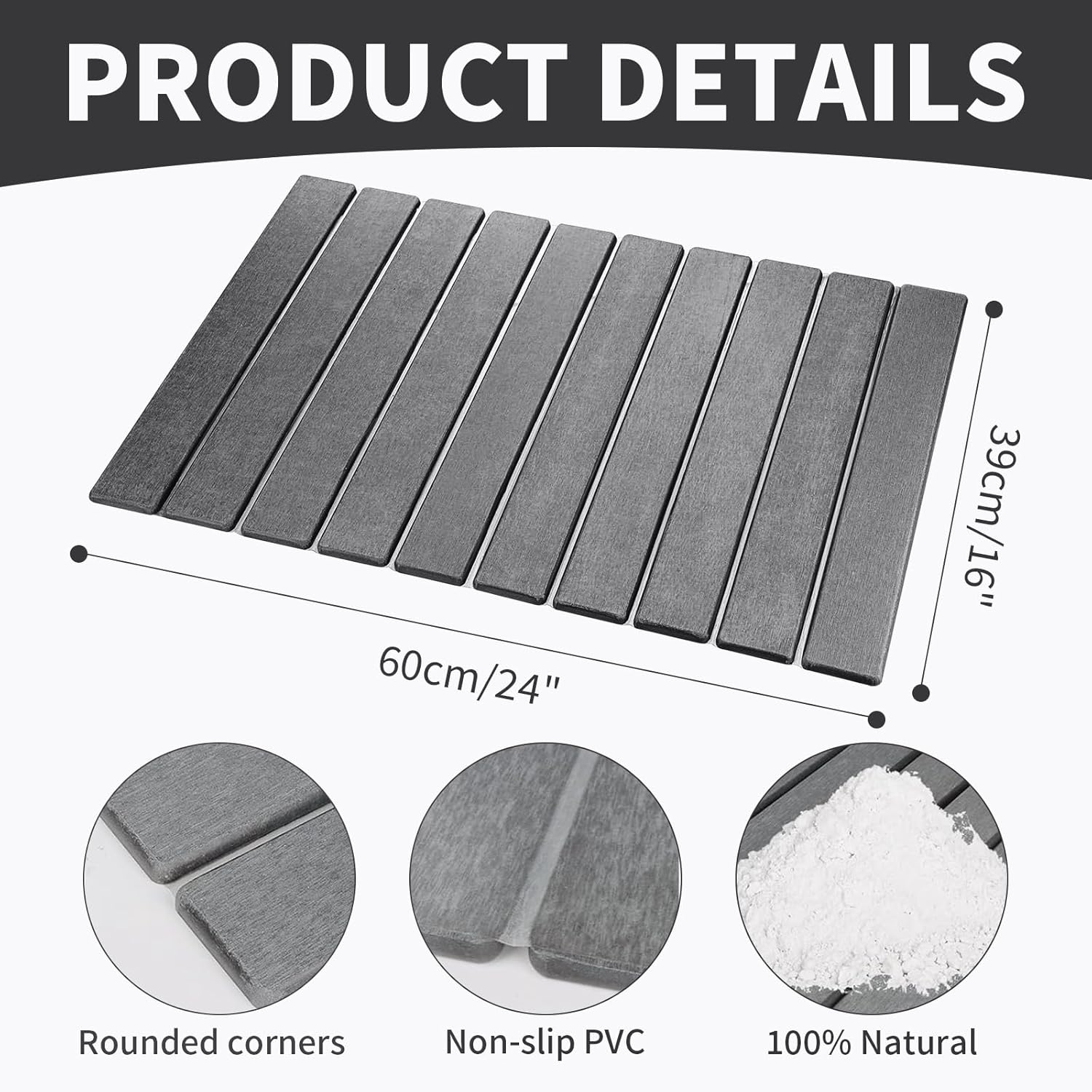 Large Stone Dish Drying Mat for Kitchen Counter, 24" x 16" Stone Drying Mat Foldable Quick Dry Absorbent Diatomaceous Earth Bath Mat Countertop Fast Dry Pad for Kitchen Dishes Bottles Cups Bathroom