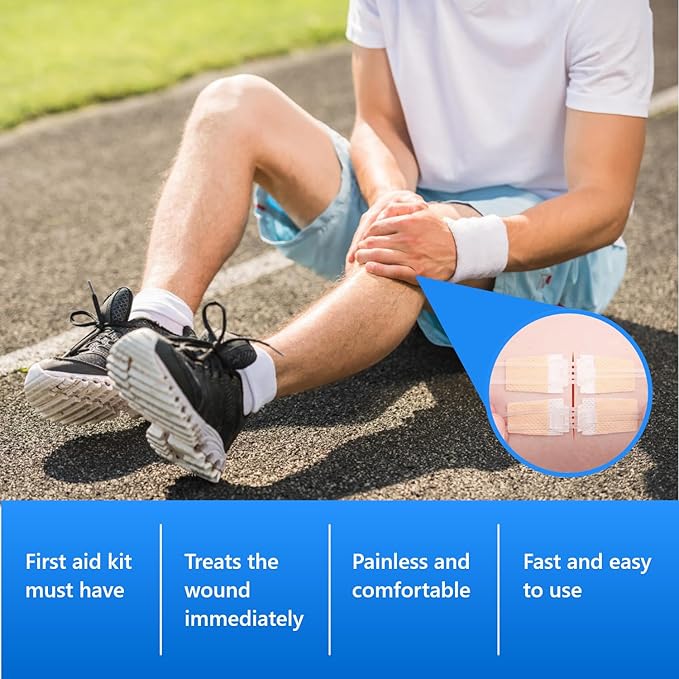 Emergency Laceration Closures Kits - 4 Pcs Repair Wounds Without Stitches Skin Wound Closure Device for First Aid Kit Supplies Zip Sutures for Quick Wound Closures Adhesive Bandages Kit