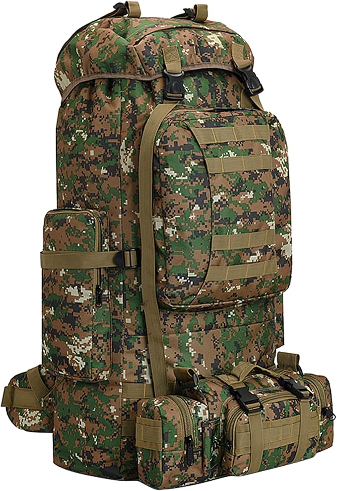 100L Camping Hiking Backpack,Molle military Tactical rucksack backpack,Waterproof Lightweight Hiking Backpack (Woodland Camo-C)