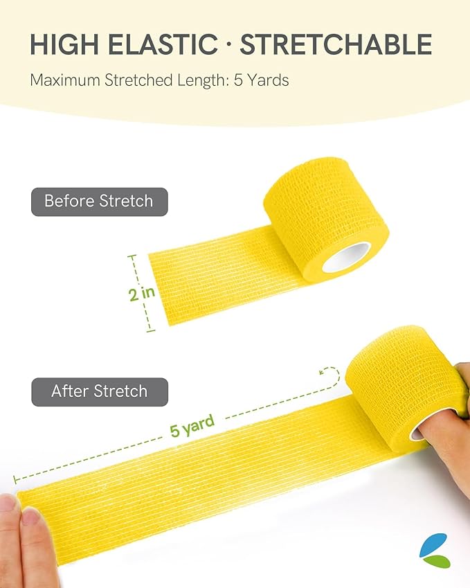 FriCARE Self Adhesive Bandage Wrap, Medical Tape in First Aid Kit, Cohesive Bandages for Wounds Sport Vet, FSA/HSA Eligible, 2 Inches X 5 Yards 6 Rolls, Fresh