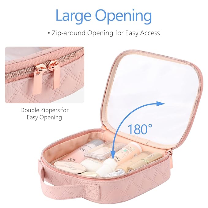 PACKISM Valentines Day Gifts for Him Her - TSA Approved Toiletry Bag - 180° Large Opening Clear Makeup Bags with Handle, Clear Toiletry Bags for Traveling Travel Essentials, Rose Pink