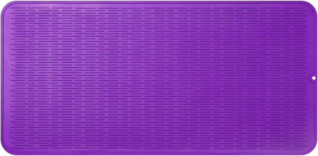 Silicone Dish Drying Mat for Multiple Usage,Easy clean,Eco-friendly,Heat-resistant Silicone Mat for Kitchen Counter or Sink,Refrigerator or Drawer Liner Purple 5XL 36inches x 18inches