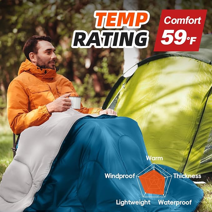 MEREZA Sleeping Bags XL for Adults Cold Weather Mens Large Wide Sleeping Bag for Big and Tall Girls Boys with Compression Sack for Camping Backpacking Warm & Cool Weather