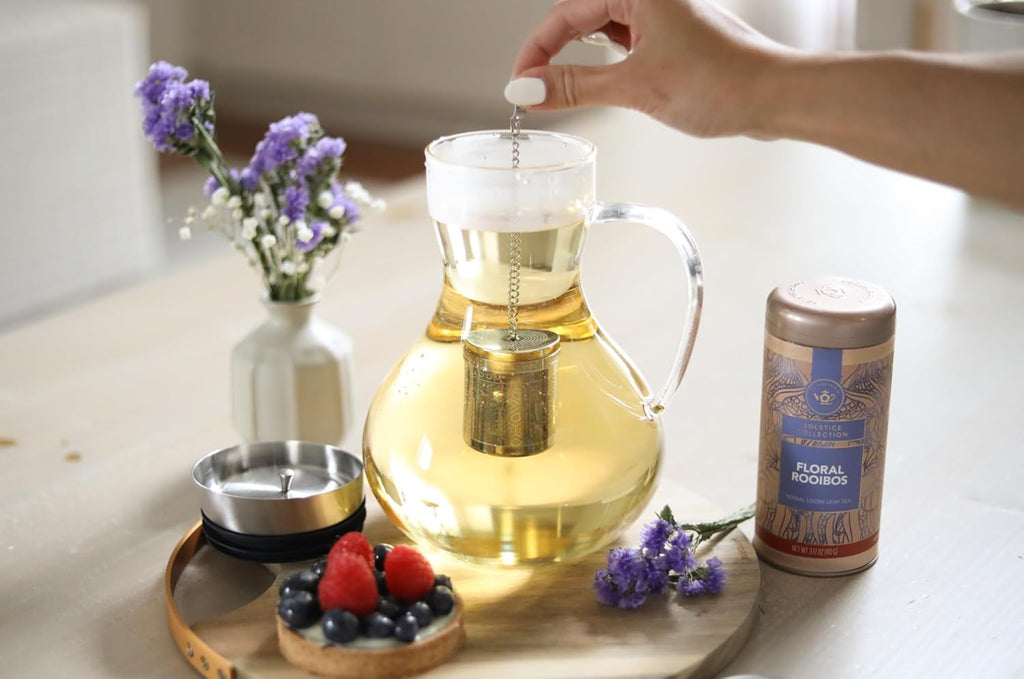 Teabloom Elegant Stainless Steel Loose Leaf Tea Infuser – Tea Connoisseur's Choice for White, Green, Oolong, Black, and Herbal Teas – Geometric Blossom Design – Large Size