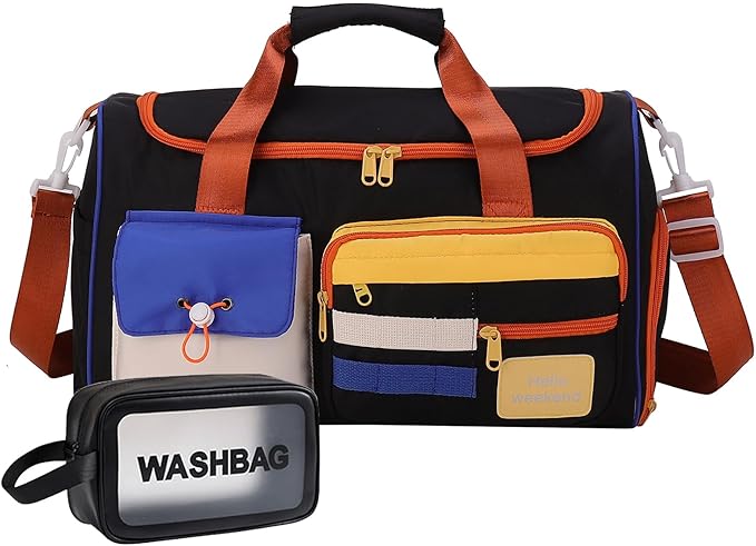 Small Gym Bag for Women, Travel Duffle Bag Carry On Weekender Bag with Shoe Compartment