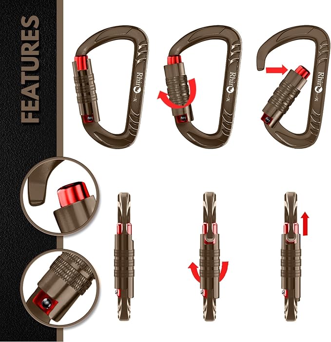 12kN (2697 lbs) Heavy Duty, Locking, Auto Locking, Wiregate Carabiner Clips, for Securing Pets, Outdoor, Camping, Hiking, Hammock, Dog Leash Harness, Keychains