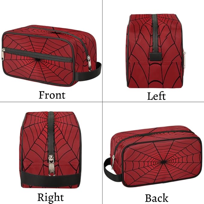 Red Spiders Web Toiletry Bag,Travel Cosmetic Bag,Hanging Makeup Bag,TSA Approved Hygiene Bag Waterproof Shave Dopp Kit Organizer for Toiletries Shower Bathroom Carry-on Accessories Gifts
