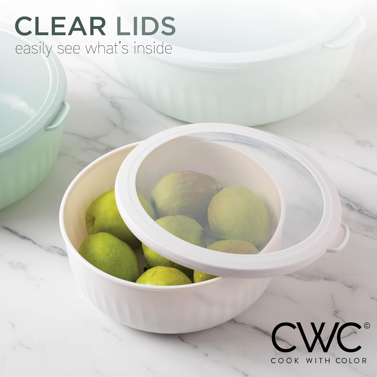 COOK WITH COLOR Prep Bowls with Lids- Wide and Deep Nesting Plastic Small Mixing Bowl Set with Lids, 12 Piece Set - Wide Bowls, Mint