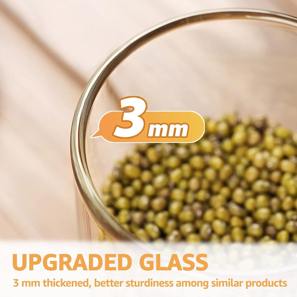 32 FL Oz Glass Jars with Bamboo Lid Set, 4Pack UPGRADE Thick Glass Pantry Storage Canisters Kitchen Clear Food Containers, for Dry Foods Nut Meal Prep Coffee Bean Candy Sugar Cookie Cereal