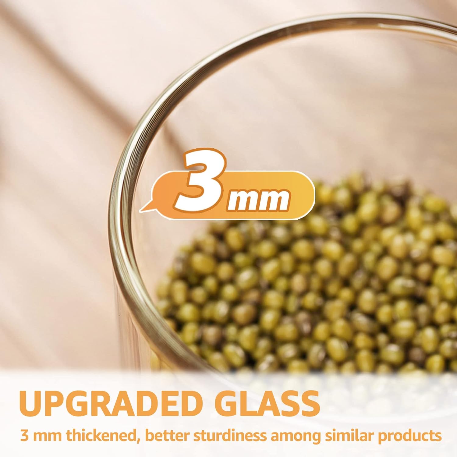 32 FL Oz Glass Jars with Bamboo Lid Set, 4Pack UPGRADE Thick Glass Pantry Storage Canisters Kitchen Clear Food Containers, for Dry Foods Nut Meal Prep Coffee Bean Candy Sugar Cookie Cereal