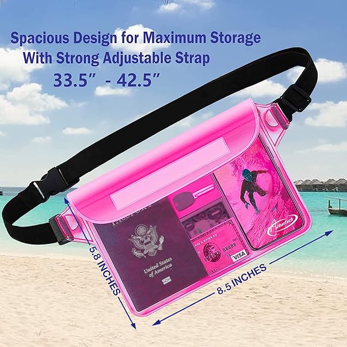 AiRunTech Waterproof Sling Shoulder Bag for Women Men, Amusement Theme Park Mexico Cancun Vacation Essentials Accessories Must Haves,Waterproof Pouch for Phone Passport Wallet Purse with Waist Strap