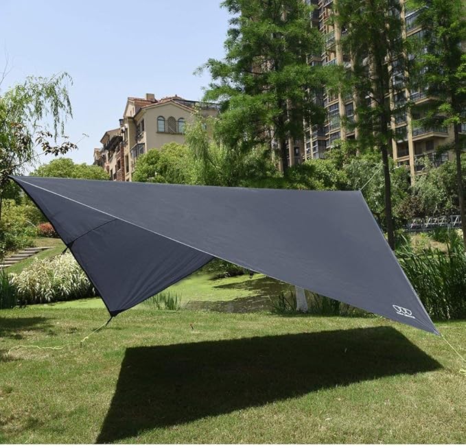 Gold Armour Rainfly Tarp Hammock, Premium 14.7ft/12ft/10ft/8ft Rain Fly Cover, Waterproof Ultralight Camping Shelter Canopy, Survival Equipment Gear Camping Tent Accessories (Gray 12ft x 10ft)