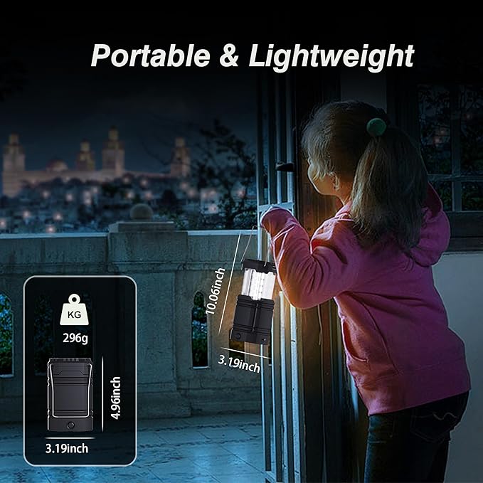 3000 Large Capacity Hand Crank Solar Camping Lantern, Portable Ultra Bright LED Torch, 23-26 Hours Running Time, USB Charger, Electronic Lantern for Outdoor
