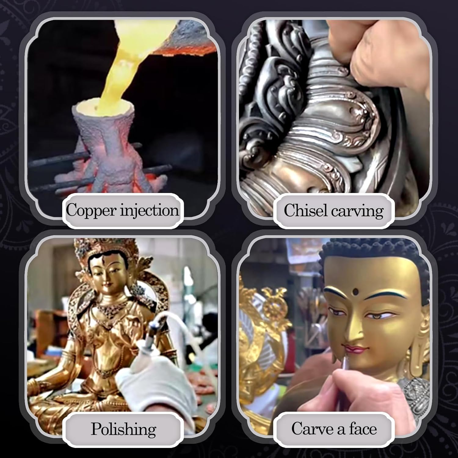 Buddha Statue Indoor, Green Tara Buda Sculpture for Home Decor, Hand-Painted Colored Buddhist Budda, Nepalese Craft Handmade Tibetan Buddhism Meditation Copper, 5.51"