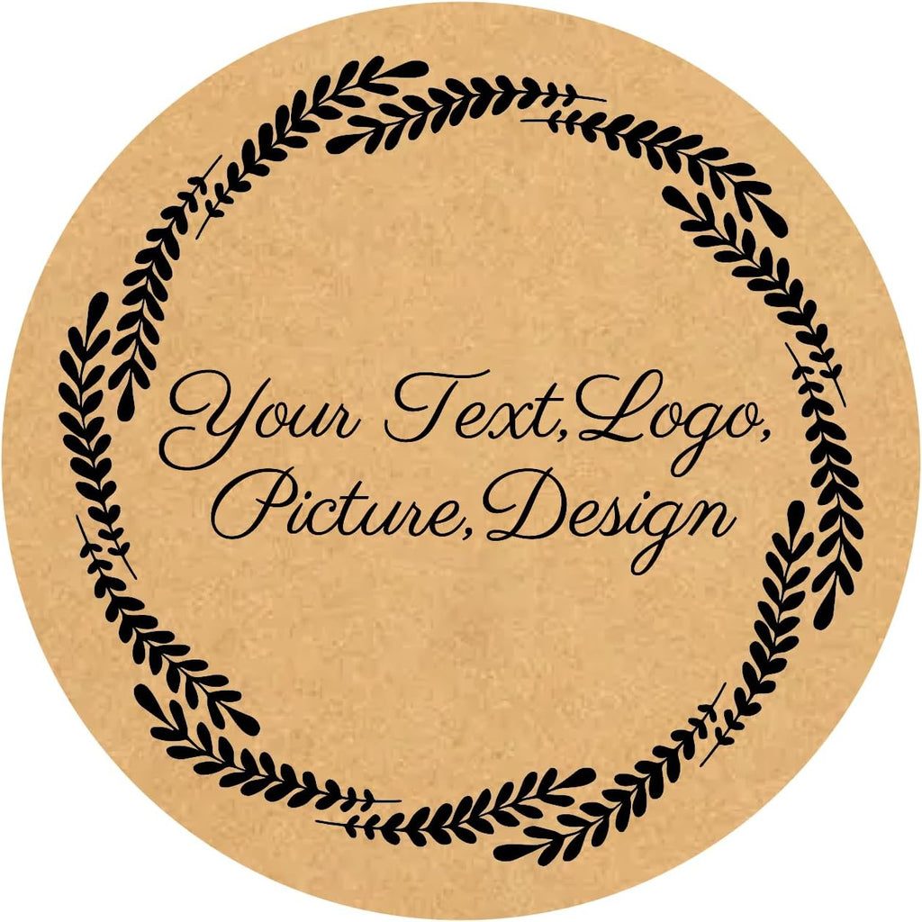 Custom Stickers Kraft Paper Labels Personalized Withe Text, Business Logo Customized Food Jars Labels Bakery Label Sticker Package Favor Canning Circle 100pcs (Style 8)