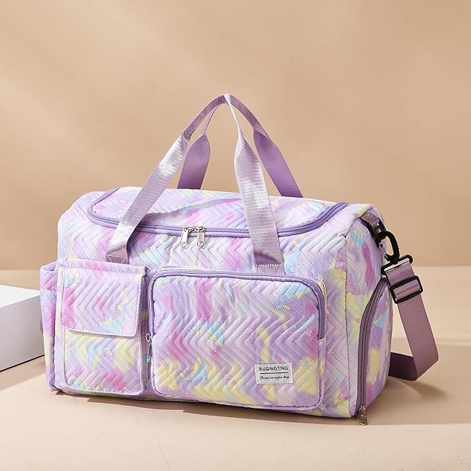 Small Gym Bag for Women, Travel Duffle Bag Carry On Weekender Bag with Shoe Compartment