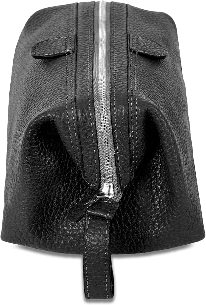 KomalC Premium Buffalo Leather Unisex Toiletry Bag Travel Dopp Kit