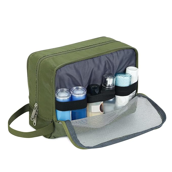 Toiletry Bag for Men Hanging Dopp Kit Water Resistant Shaving Bag Small Toiletry Bag for Traveling (Pure Green)