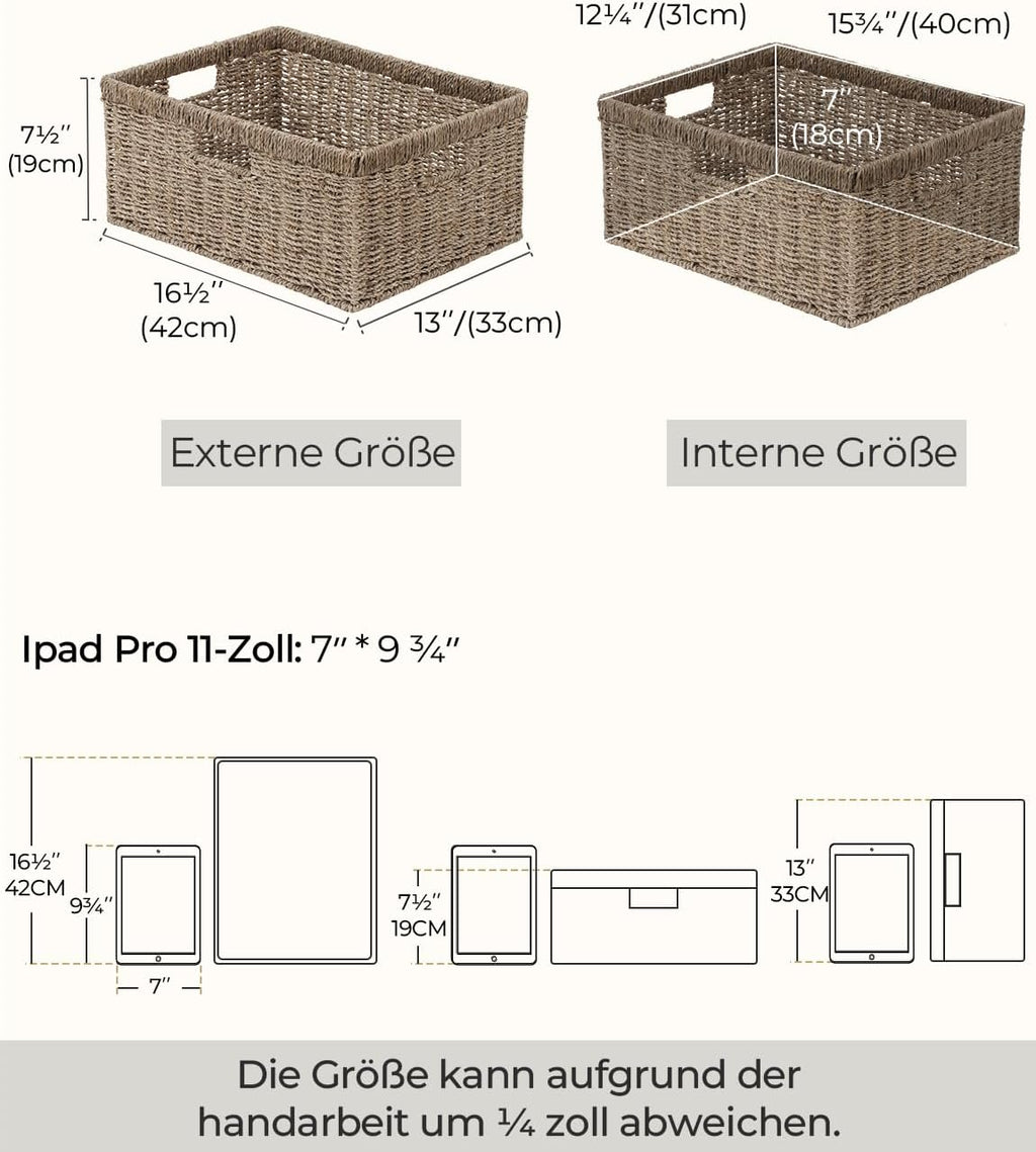 StorageWorks Extra Large Wicker Baskets for Organizing, Seagrass Storage Basket with Built-in Handles, 1 Pack