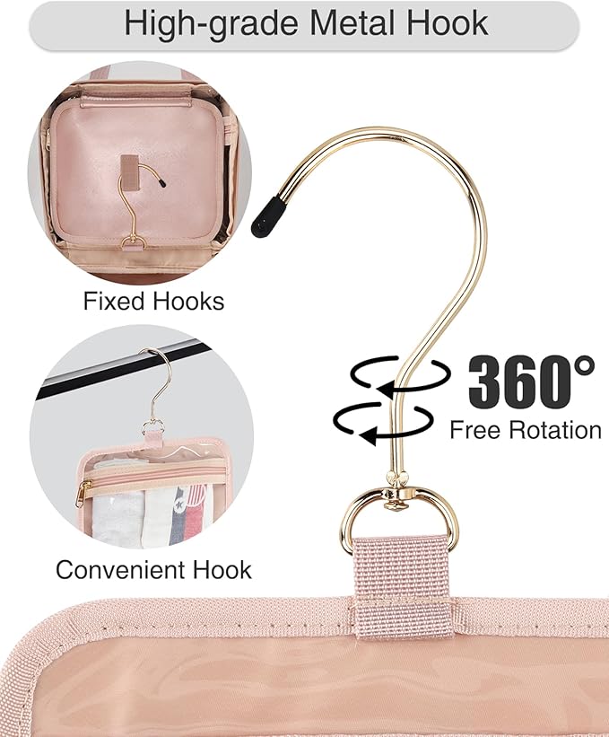 Travel Makeup Bag Hanging Toiletry Bag for Women Men TSA Approved Clear Bag Toiletries Waterproof Cosmetic Bag Toiletry Bag Travel Toiletry Organizer for Bathroom Shower, Rose Gold
