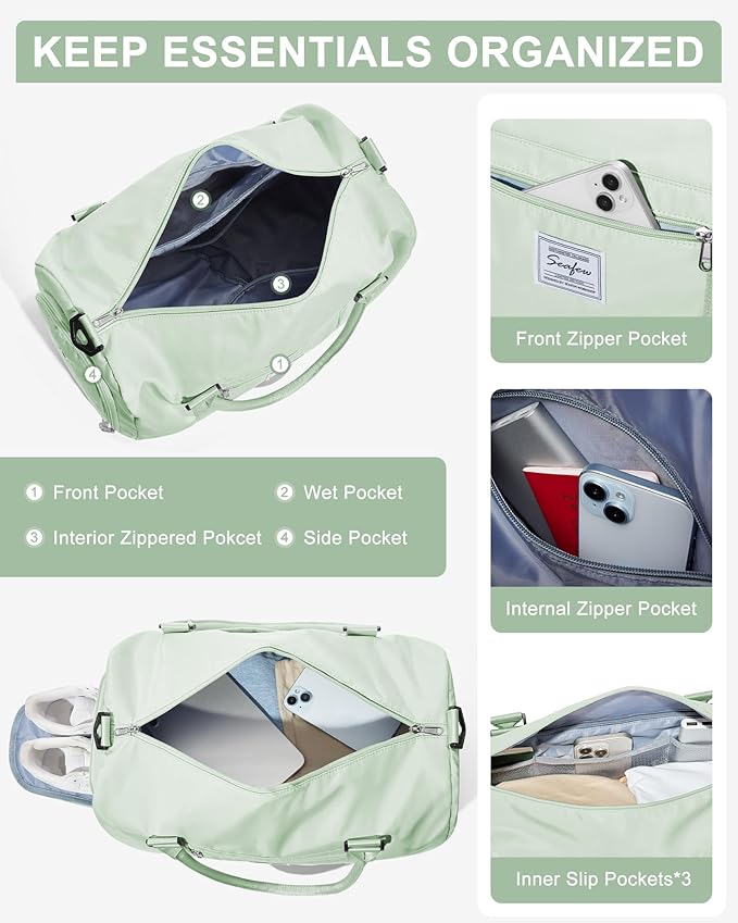 Gym Bag Womens,Travel Duffel Carry on Bag Sport Tote Bag Weekend Overnight Bag