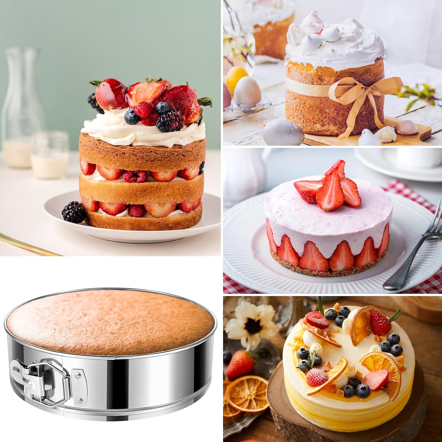 9 Inch Springform Cake Pan, Stainless Steel Springform Pans, Leakproof & Nonstick Cheesecake Pan with Removable Bottom, Round Spring Form Cake Pan For Baking