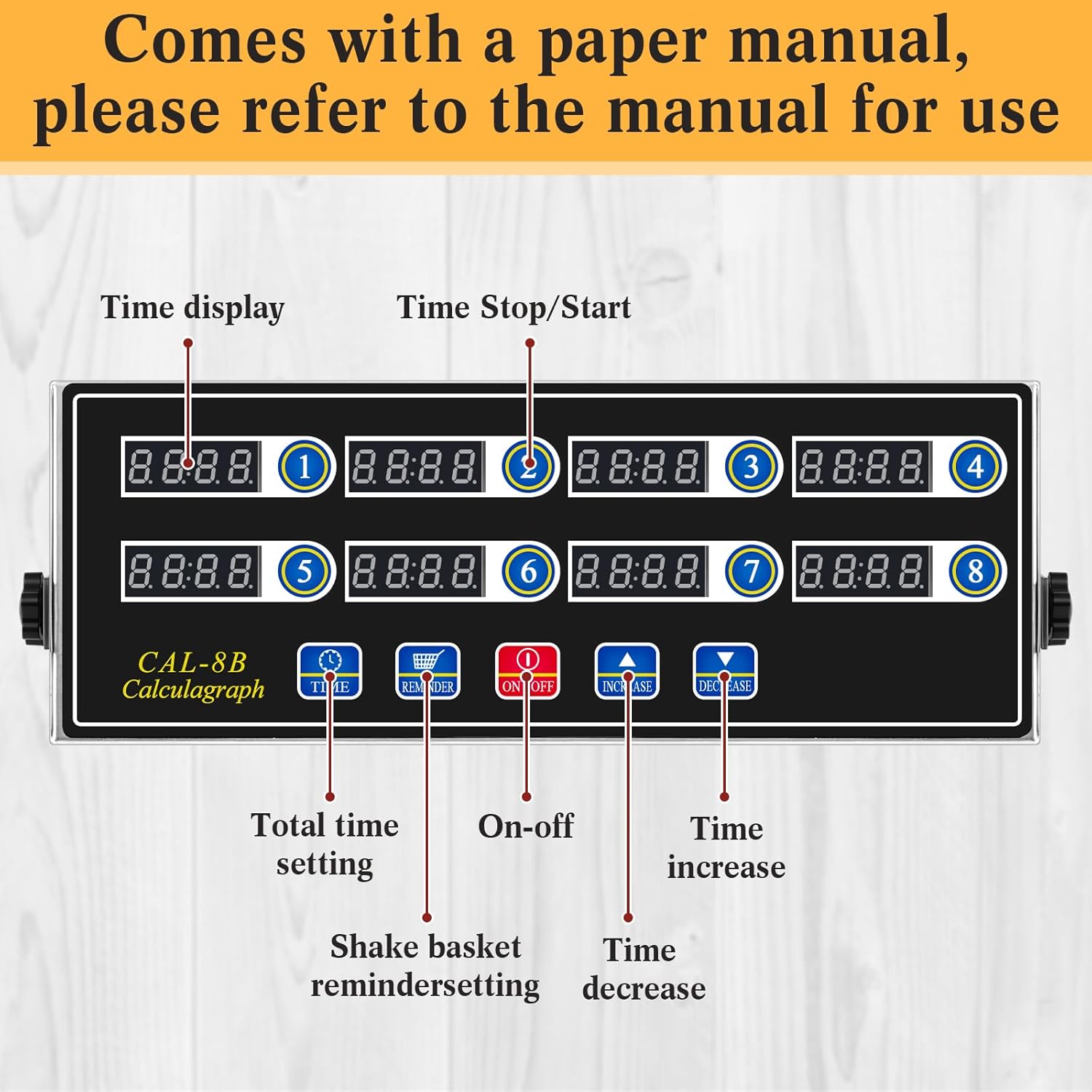 1 Pack 8-Channel Digital Kitchen Timer, Commercial Cooking Timer with Loud Alarm, Large LCD Display, for Restaurants, Baking, Labs, Multiple Independent Countdown Timers