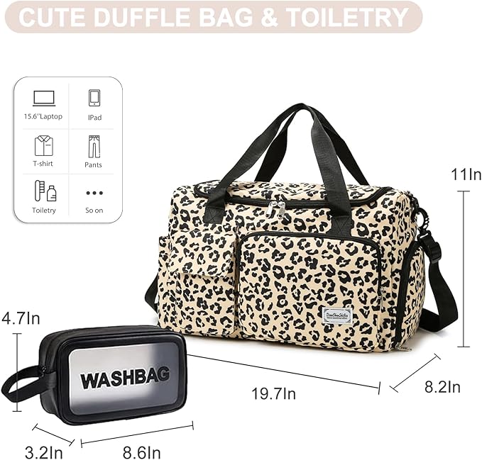 Small Gym Bag for Women, Travel Duffle Bag Carry On Weekender Bag with Shoe Compartment