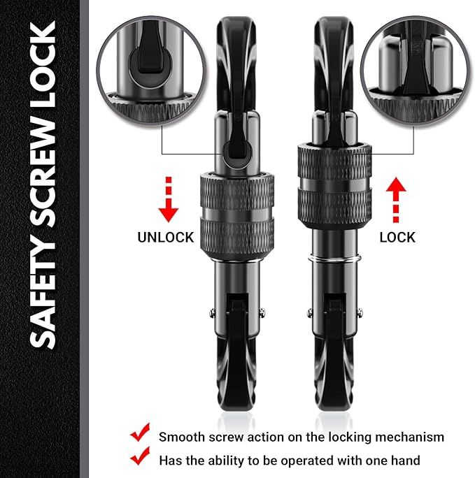 12kN (2697 lbs) Heavy Duty, Locking, Auto Locking, Wiregate Carabiner Clips, for Securing Pets, Outdoor, Camping, Hiking, Hammock, Dog Leash Harness, Keychains