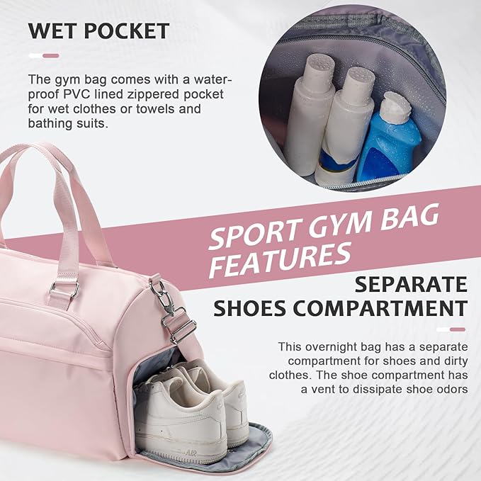 Gym Bag Womens,Travel Duffel Carry on Bag Sport Tote Bag Weekend Overnight Bag