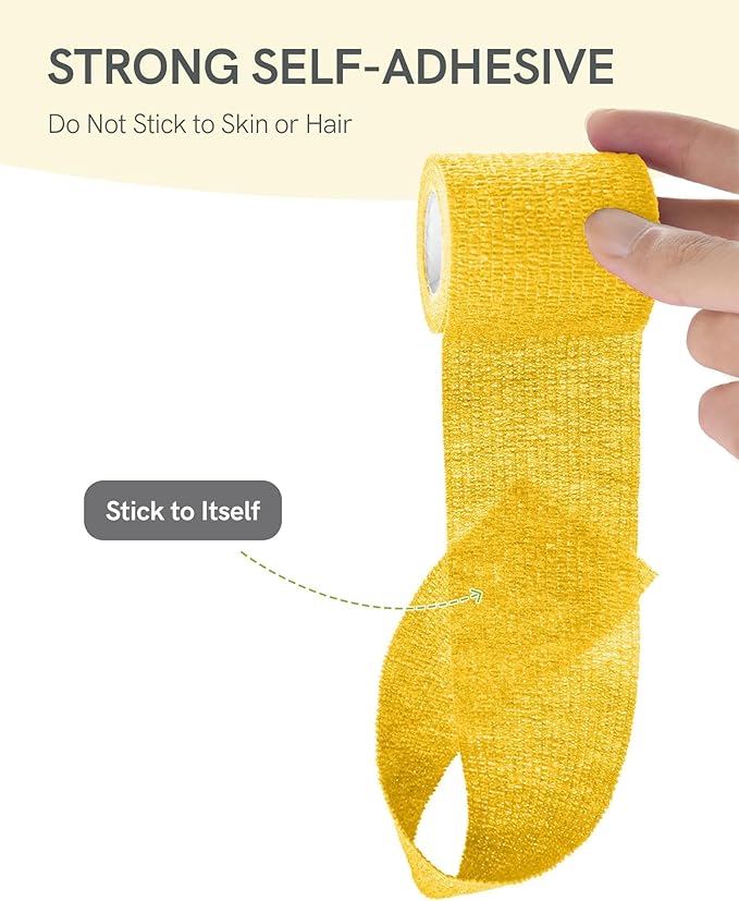 FriCARE Self Adhesive Bandage Wrap, Medical Tape in First Aid Kit, Cohesive Bandages for Wounds Sport Vet, FSA/HSA Eligible, 2 Inches X 5 Yards 6 Rolls, Fresh